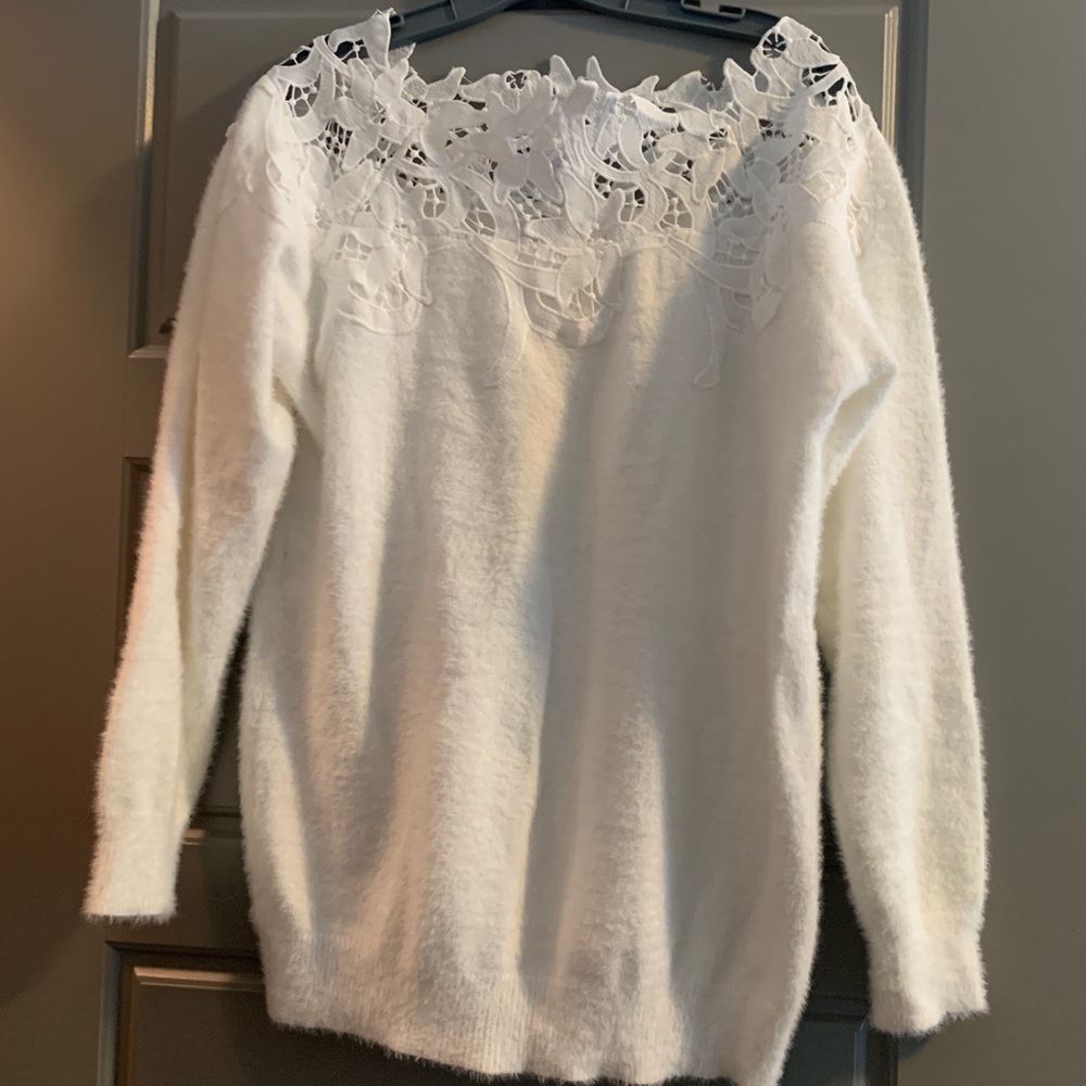 Vici off the shoulder white sweater- New